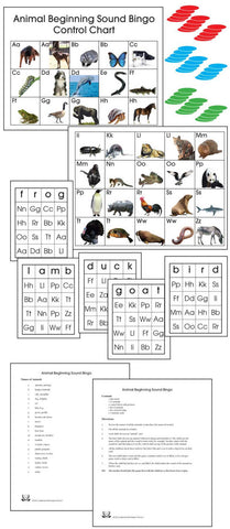 Animal Beginning Sound Bingo - M&M Montessori Materials
