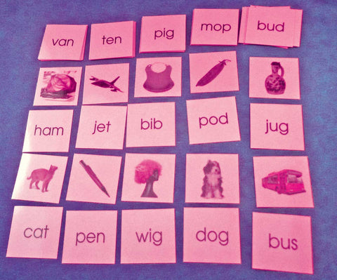 Pink Word & Picture Cards Set - M&M Montessori Materials