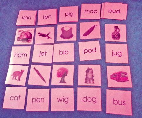 Pink Word & Picture Cards - M&M Montessori Materials
