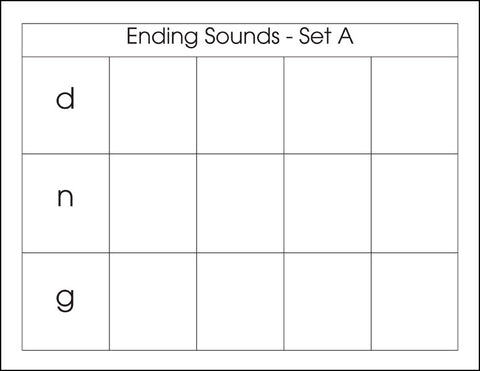Ending Sounds Set A - M&M Montessori Materials
