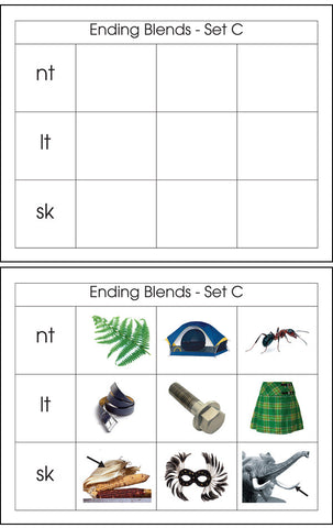 Ending Blends Set C - M&M Montessori Materials
